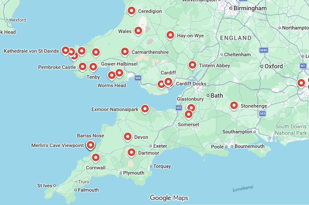 Übersichtskarte England und Wales